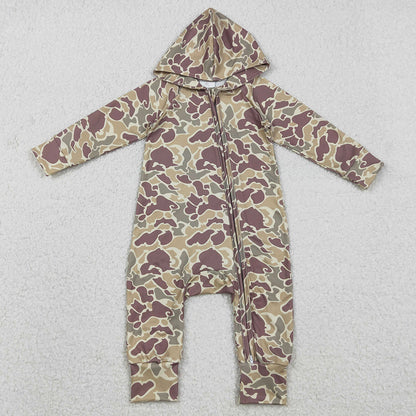Baby Boys Rompers Southern Khaki Camo Two Way Zip Convertible Hoodie Rompers LR2812 12.5