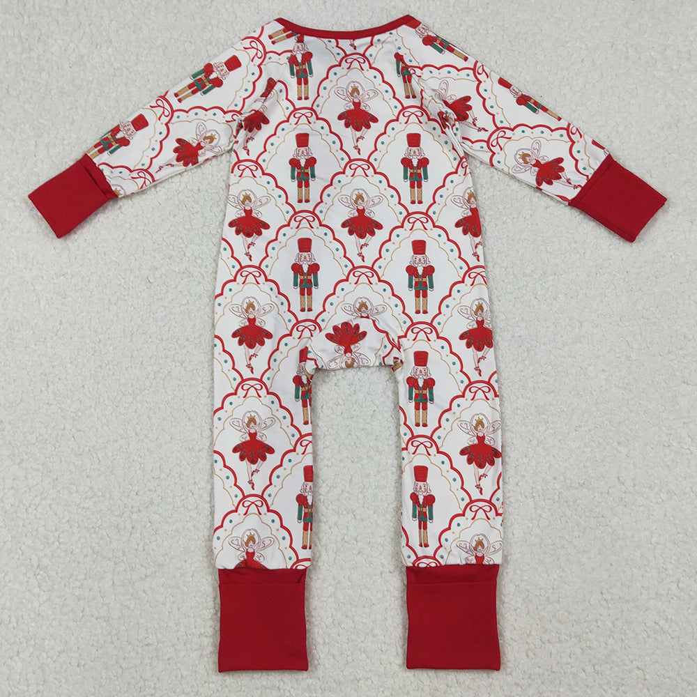 Baby Girls Rompers Red Bows Soldiers Checked Christmas Zipper Footie Rompers LR2633 10.1