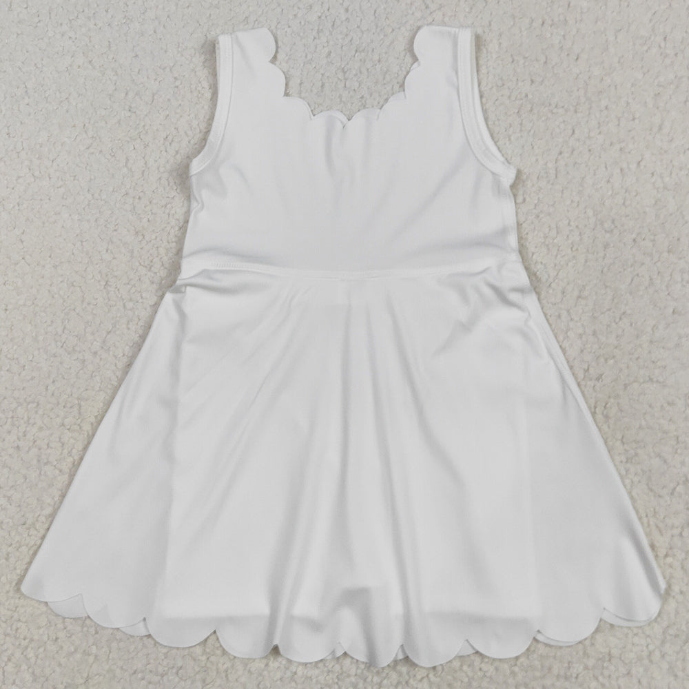 Baby Girls Dress White Sleeveless Yoga Knee Length Dresses GSD2370 5.16