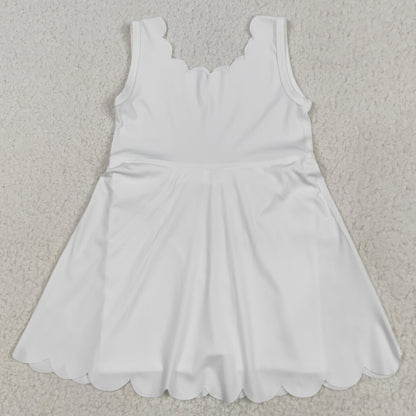 Baby Girls Dress White Sleeveless Yoga Knee Length Dresses GSD2370 5.16