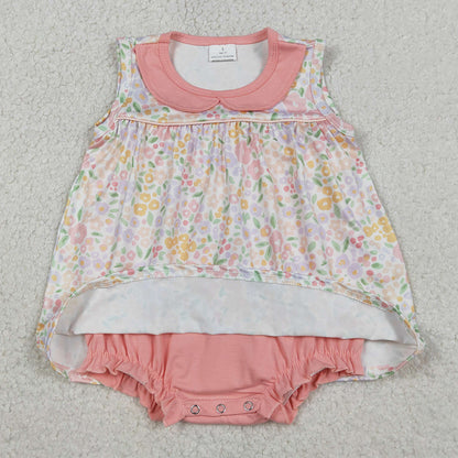 Baby Girls Rompers Peach Floral Collar Tunic Bummies Ruffle Rompers SR3628 1.5