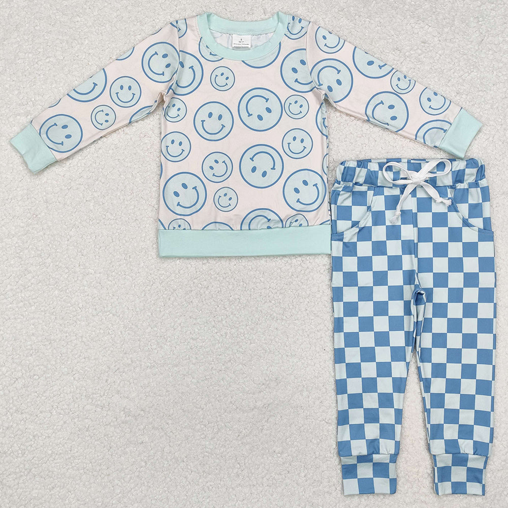 Baby Boys Clothes Long Sleeve Top Checkered Pants Outfits BLP0798