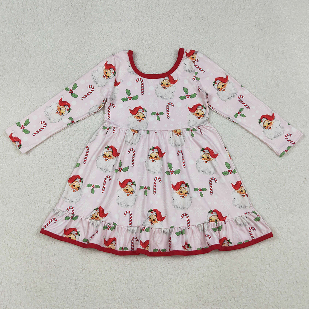 Baby Girls Dress Santa Claus Holly Candy Cane Christmas Ruffle Knee Length Dresses GLD1251 10.2