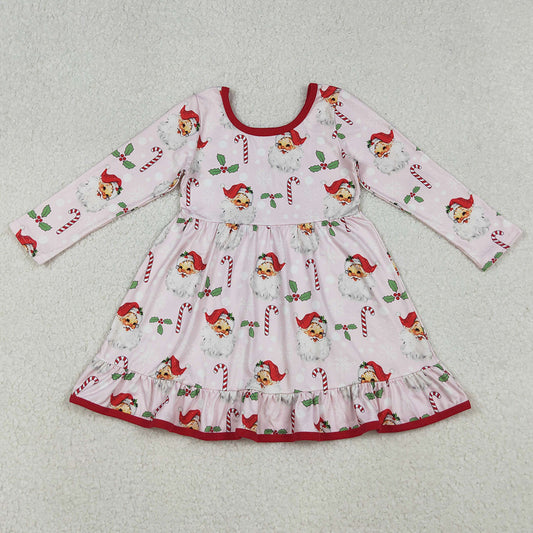 Baby Girls Dress Santa Claus Holly Candy Cane Christmas Ruffle Knee Length Dresses GLD1251 10.2