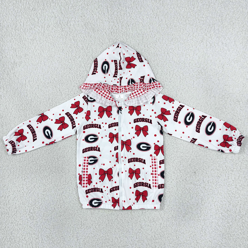 Baby Girls Bows Georgia Zip Pockets Team Ruffle Hoodie Jackets Top GT1831