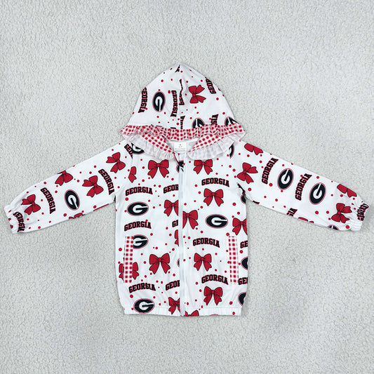Baby Girls Bows Georgia Zip Pockets Team Ruffle Hoodie Jackets Top GT1831