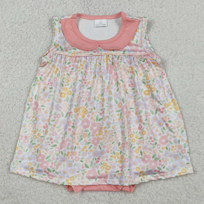 Baby Girls Rompers Peach Floral Collar Tunic Bummies Ruffle Rompers SR3628 1.5