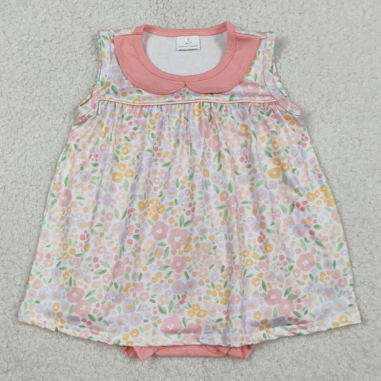 Baby Girls Rompers Peach Floral Collar Tunic Bummies Ruffle Rompers SR3628 1.5