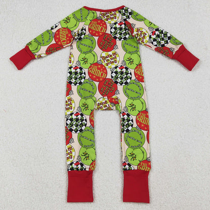 Baby Boys Rompers Grin Lights Plaid Christmas Zipper Footie Rompers LR2658 10.2