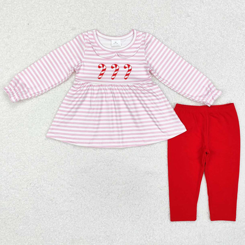 Baby Girls Clothes Christmas Candy Cane Top Legging Pants Sets GLP1563