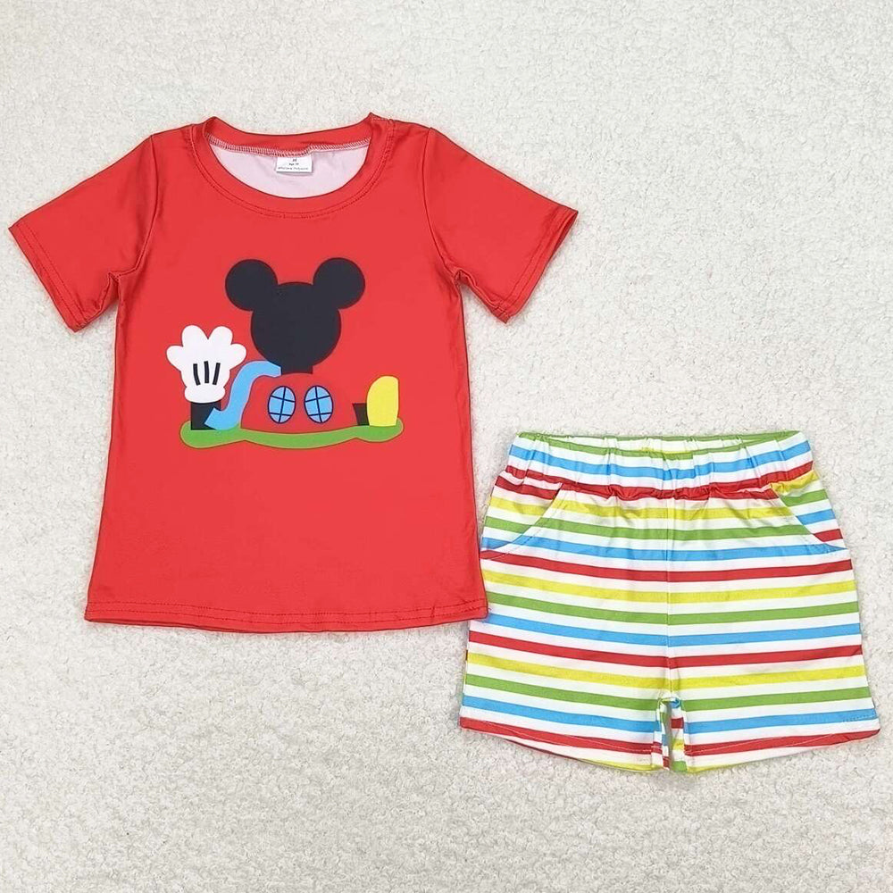 Baby Boys Clothes Red Shirt Top Stripes Shorts Sets BSSO0786