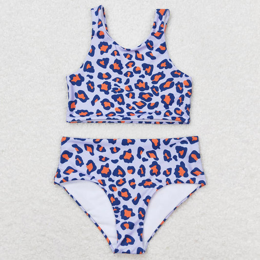 Baby Girls Swimsuits Summer Sleeveless Leopard 2pcs Swimsuits S0229