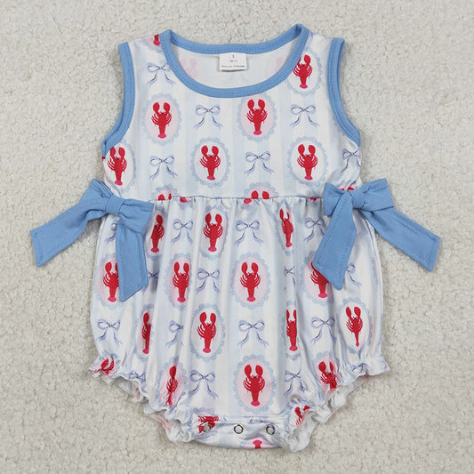 Baby Girls Rompers Sleeveless Bows Crayfishes Ruffle Rompers SR3828 1.8