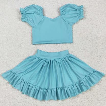 Baby Girls Clothes Aqua Yoga Shirt Skirt Active Wear Clothes Sets Preorder GSD2101 5.21