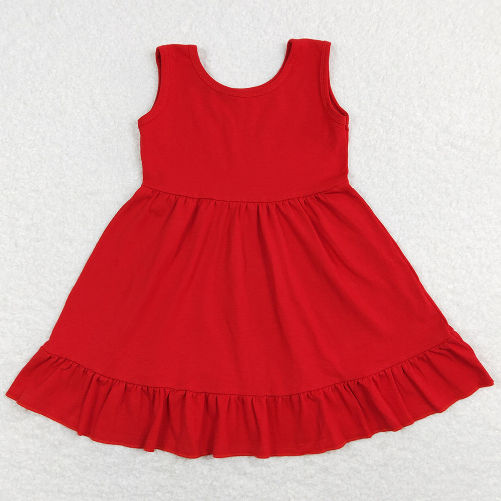 New Girls Dress Red Solid Color Dresses GSD0660