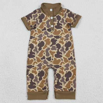 Baby Boys Rompers Khaki Camo Hunting Button Footie Rompers SR3638 1.8