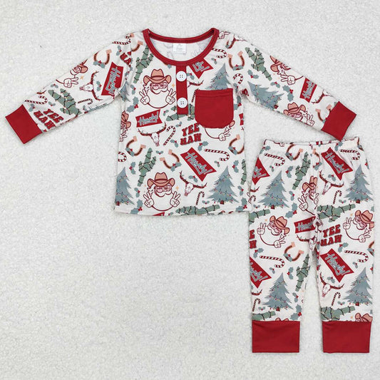 Baby Girls Pajamas Christmas Western Santa Cactus Bamboo Pajamas Sets GLP1414