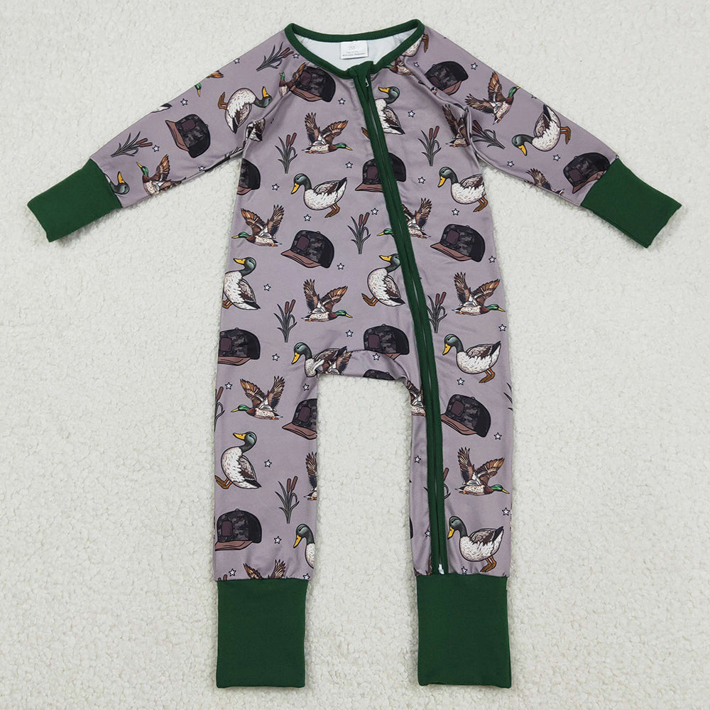 Baby Boys Rompers Camo Hats Ducks Hunting Two Way Zip Convertible Rompers LR2886 12.10