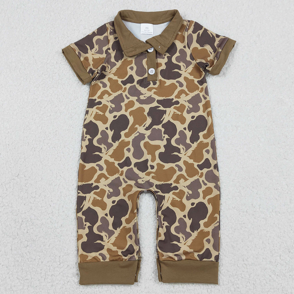 Baby Boys Rompers Khaki Camo Hunting Button Footie Rompers SR3638 1.8