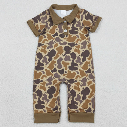 Baby Boys Rompers Khaki Camo Hunting Button Footie Rompers SR3638 1.8