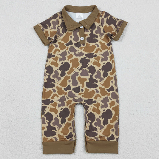 Baby Boys Rompers Khaki Camo Hunting Button Footie Rompers SR3638 1.8