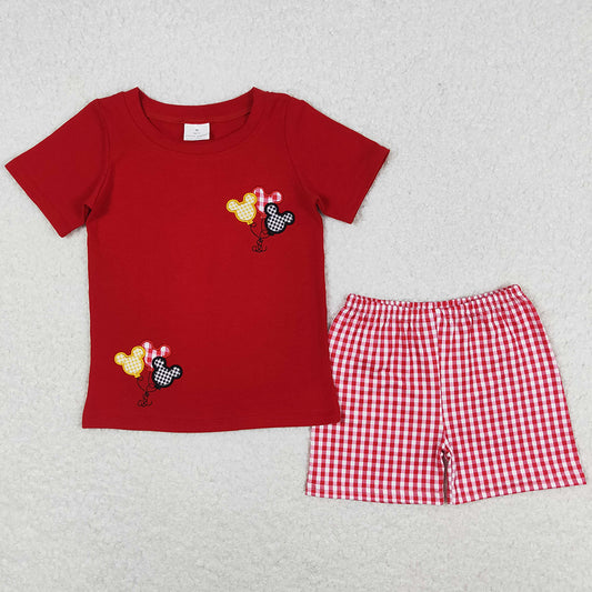 Baby Boys Clothes Red Cartoon Shirt Checkered Shorts Sets BSSO0652