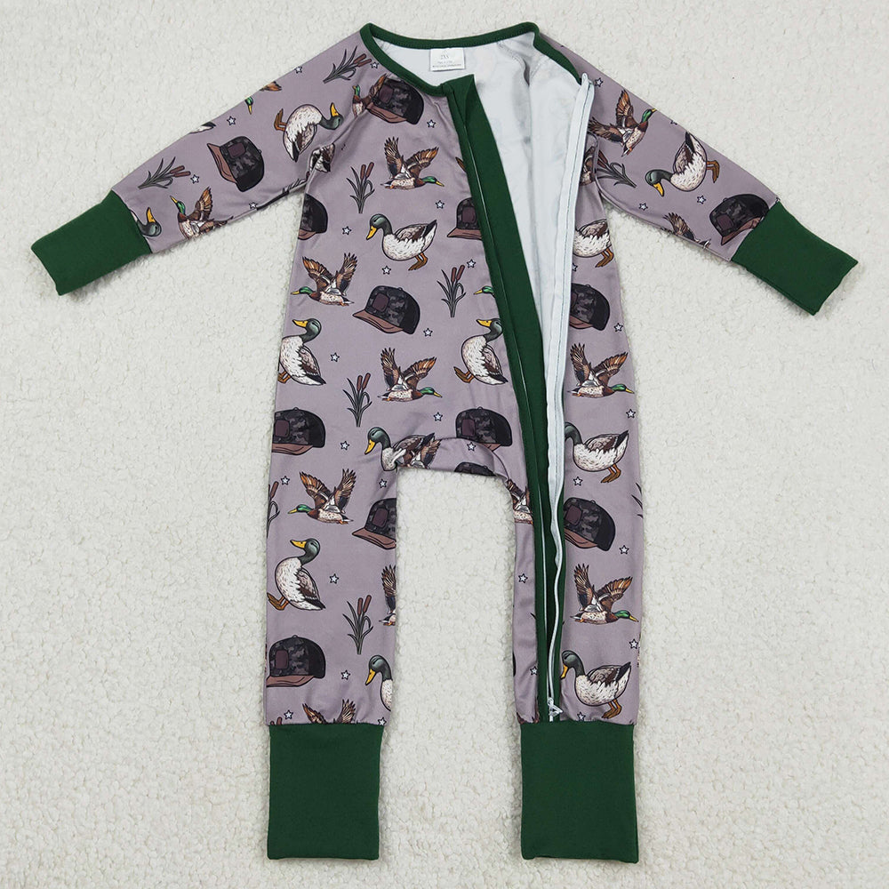 Baby Boys Rompers Camo Hats Ducks Hunting Two Way Zip Convertible Rompers LR2886 12.10