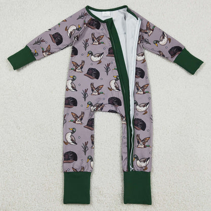 Baby Boys Rompers Camo Hats Ducks Hunting Two Way Zip Convertible Rompers LR2886 12.10