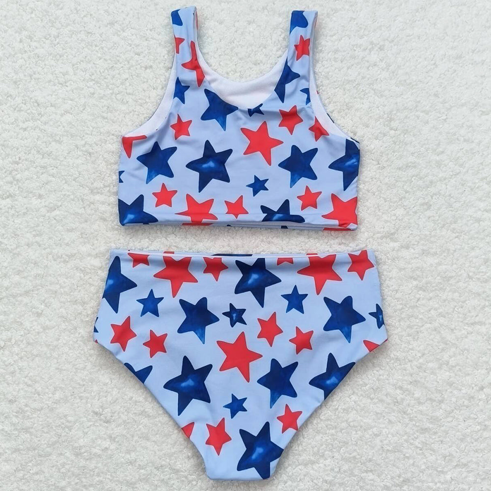 Baby Infant Girls Swimsuits Stars 4th Of July 2pcs Swimsuits S0228