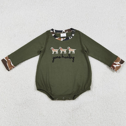 Baby Boys Rompers Embroidery Gone Hunting Dogs Olive Rompers LR2836 12.25