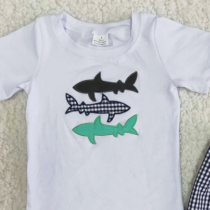 Wholesale Baby Boy Clothes Set Summer Boutique Kids Clothes Embroidery Outfit A8-23