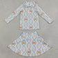 Baby Girls Clothes Pumpkins Bows Zip Pullover Skirt Short Fall Yoga Active Clothes Sets GLD1635