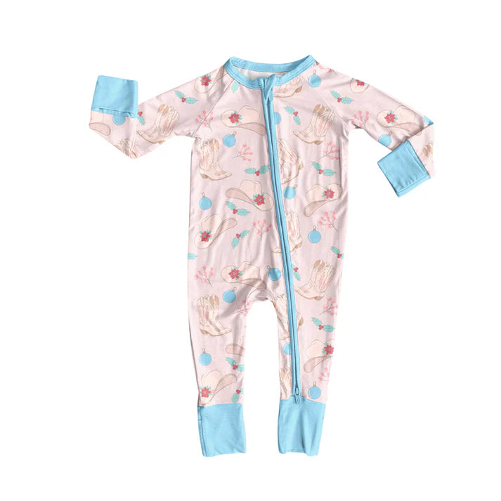 Preorder moq 5 Baby Infant Girls Long Sleeves Pink Hats Boots Plaid Zipper Romper 7.16