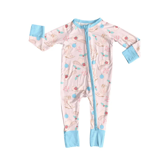 Preorder moq 5 Baby Infant Girls Long Sleeves Pink Hats Boots Plaid Zipper Romper 7.16