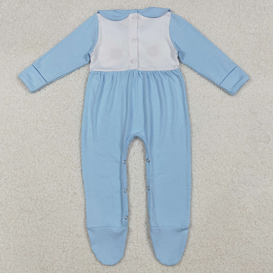 Baby Boys Rompers Blue Embroidery Pumpkins Turkey Thanksgiving Footed Rompers LR2562 10.2