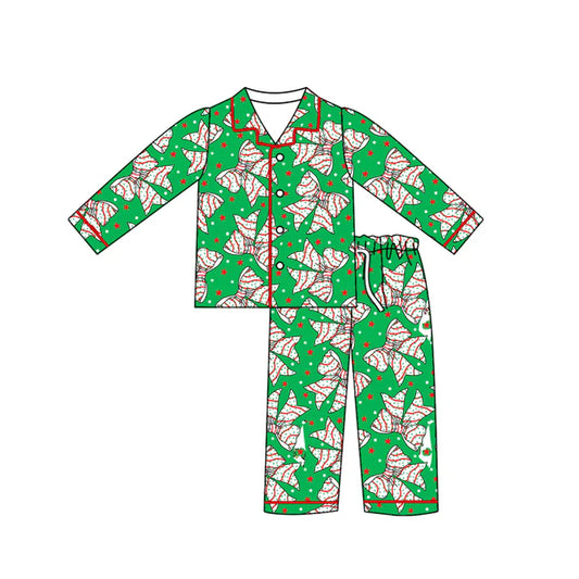 Preorder (moq 5)Baby Girls Christmas Bows Buttons Top Pants Pajamas 5.12