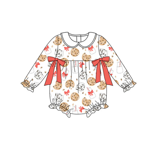 Preorder(moq 5)Baby Girls Christmas Cookie Milk Bows Rompers 8.12