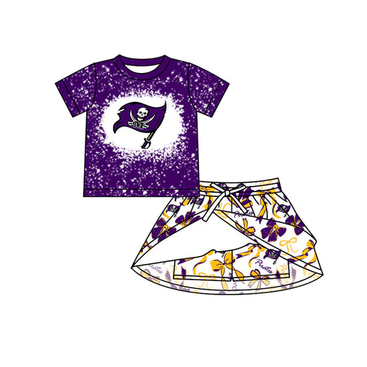 Preorder (moq 5)Baby Girls Pirates team Top Skirt Skort Sets 6.20
