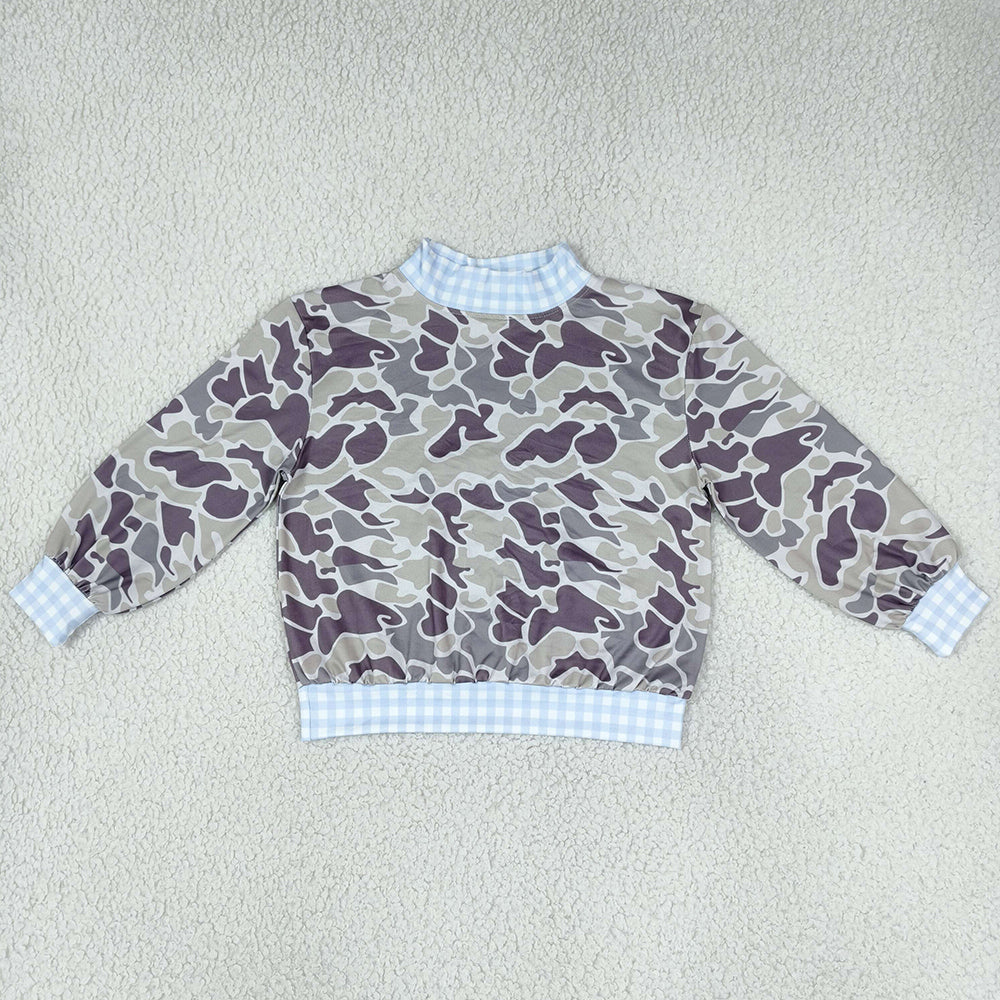 Baby Boys Clothes Long Sleeve Southern Grey Camo Choker T-shirts Top BT1922