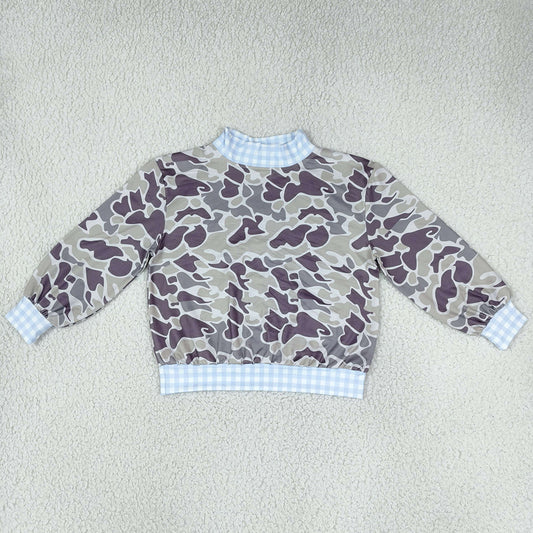 Baby Boys Clothes Long Sleeve Southern Grey Camo Choker T-shirts Top BT1922