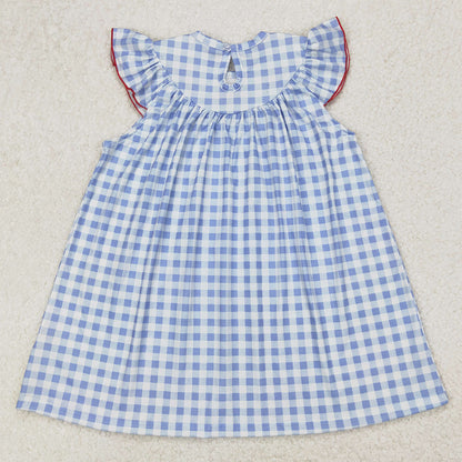 Baby Girls Dress 4th Of July Flags Knee Length Dresses Girls Smocked Dress GSD1817