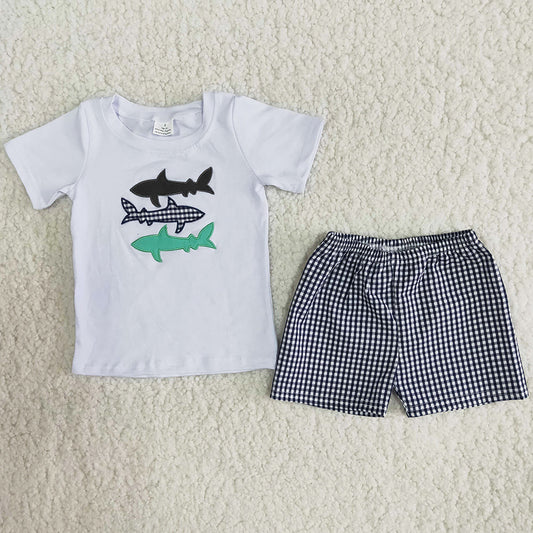 Wholesale Baby Boy Clothes Set Summer Boutique Kids Clothes Embroidery Outfit A8-23