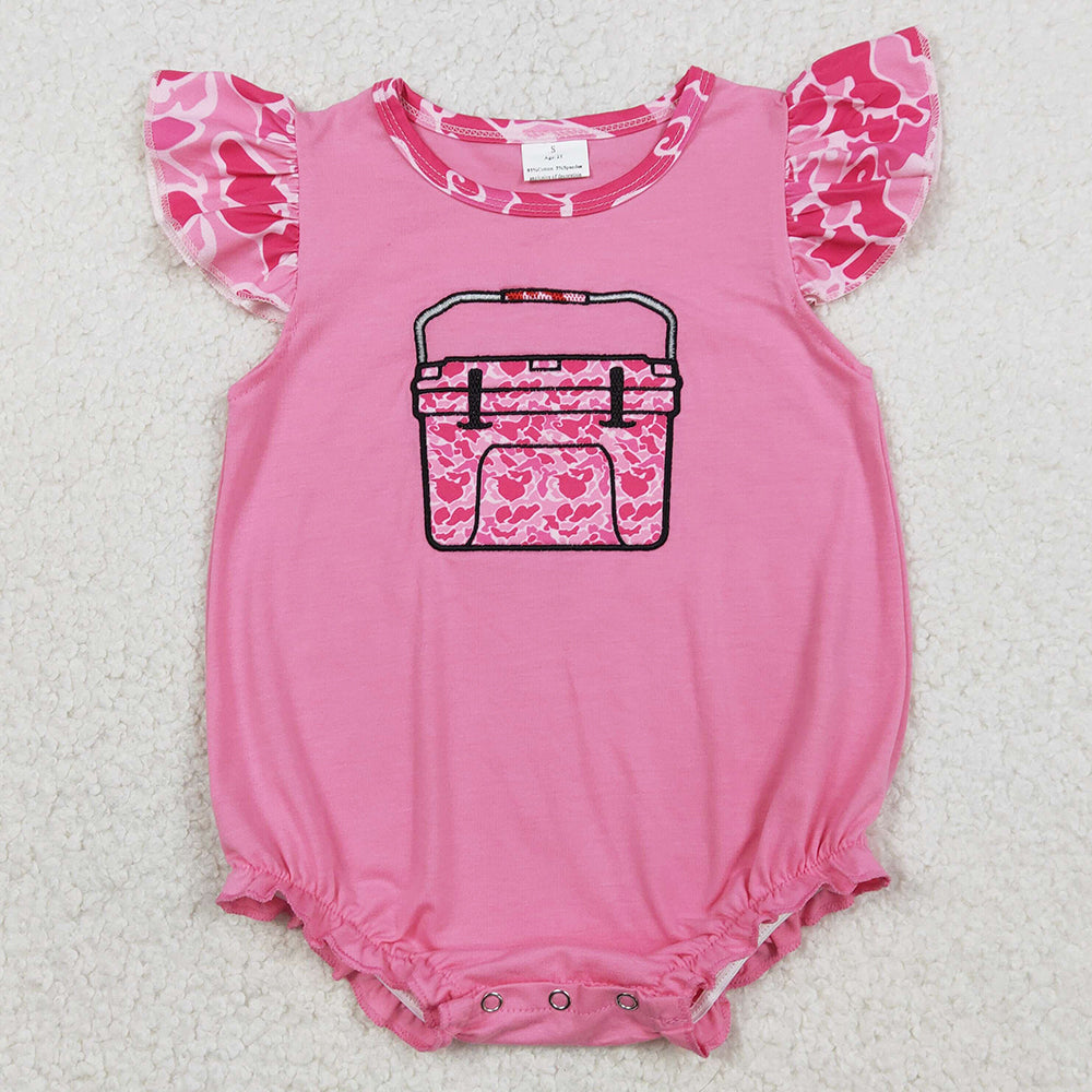 Baby Girls Clothes Embroidery Pink Camo Boxes Hunting Ruffle Rompers SR3762 1.12