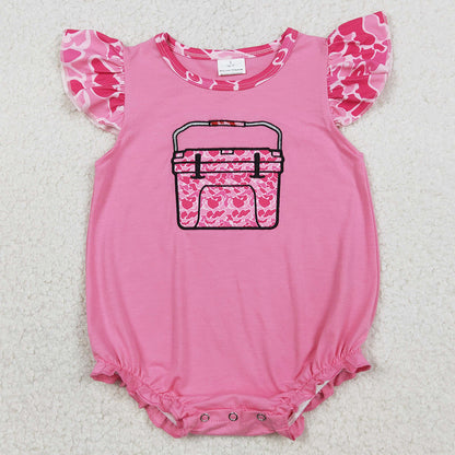 Baby Girls Clothes Embroidery Pink Camo Boxes Hunting Ruffle Rompers SR3762 1.12