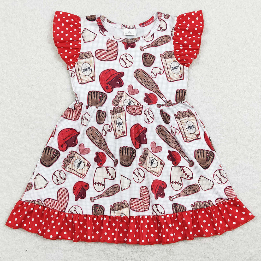 Cute Baby Girls Dress Baseball Cute Knee Length Dresses GSD0708