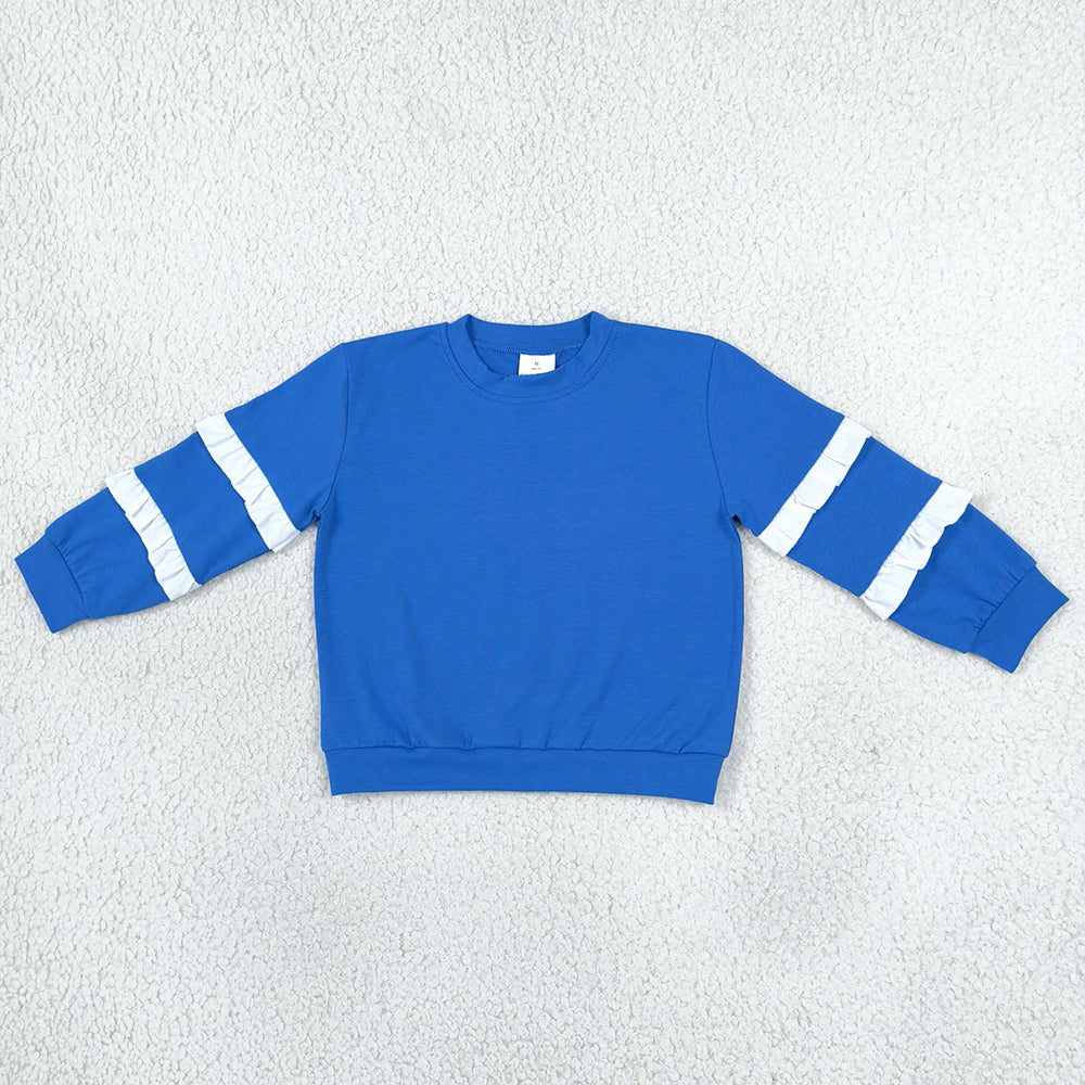 Baby Girls Blue White Patchwork Long Sleeve Fall T-shirts Top GT1860