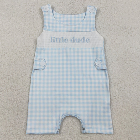 Baby Boys Rompers Smocked Little Dude Sleeveless Checked Rompers SR3482 1.12