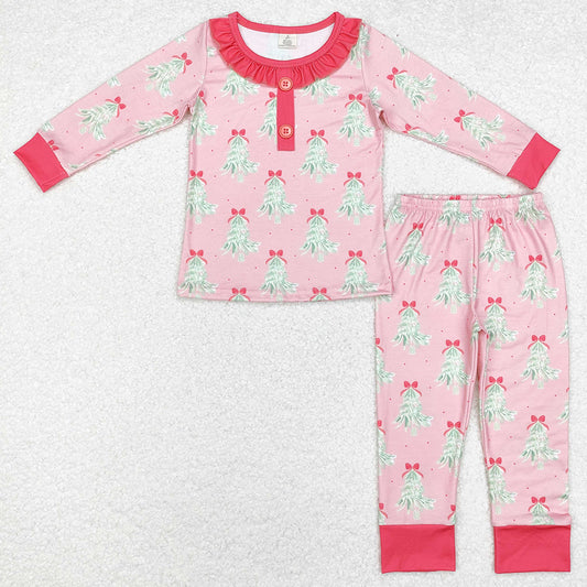 Baby Girls Pajamas Pink Christmas Trees Bamboo Pajamas Sets GLP1610