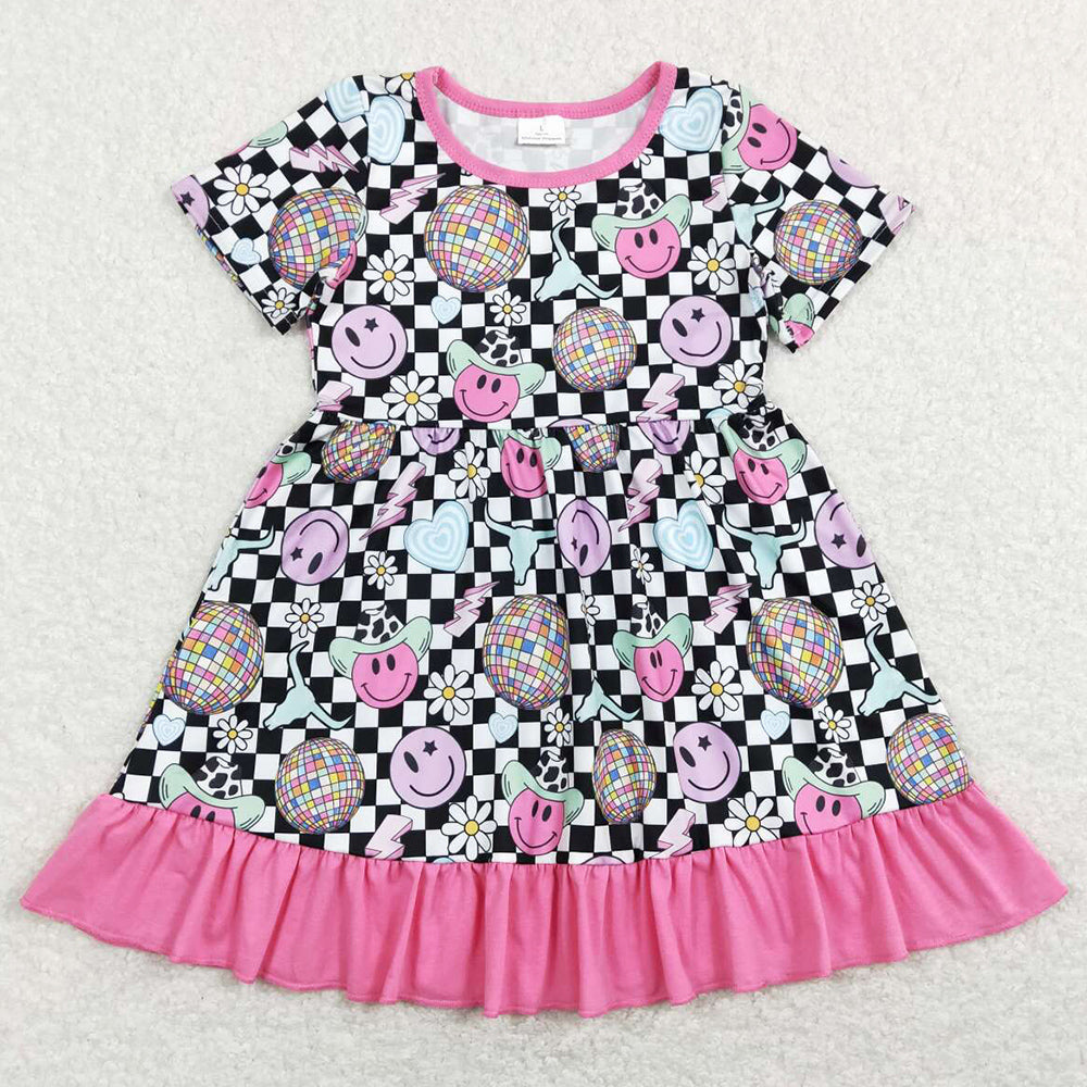 Hot Sale Baby Girls Dress Short Sleeve Knee Length Dresses GSD0757