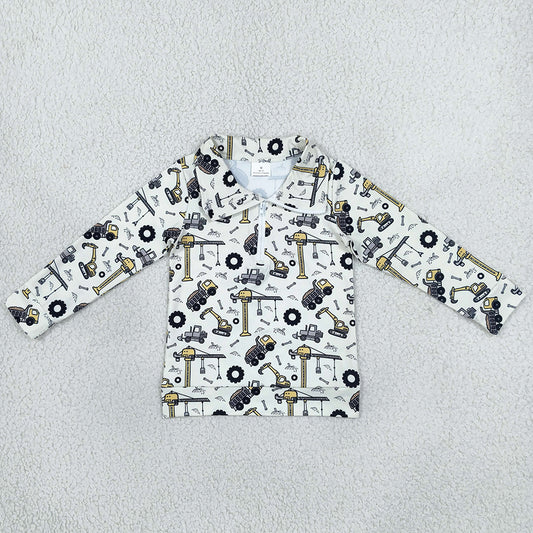 Baby Boys Clothes Long Sleeve Excavators Zip Pockets Pullovers Top BT1835